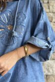 Rustic Nature Linen Blend Hippie Shake Hoodie Washed Navy